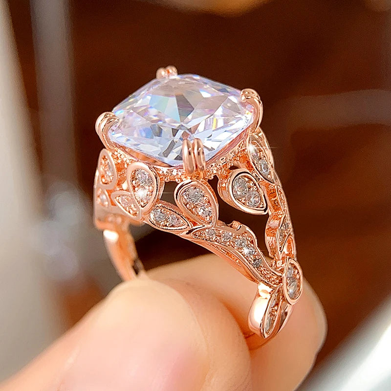 Huitan Special-interested Rose Gold Color Rings