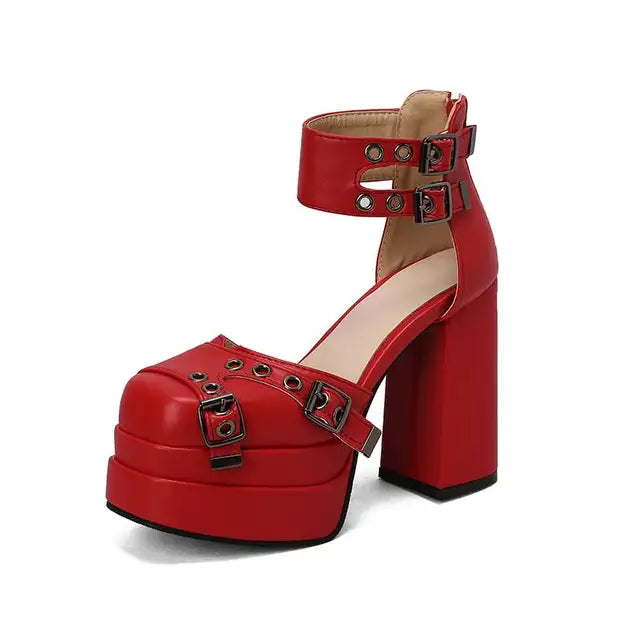 ASILETO Design Square Toe Chunky Heels