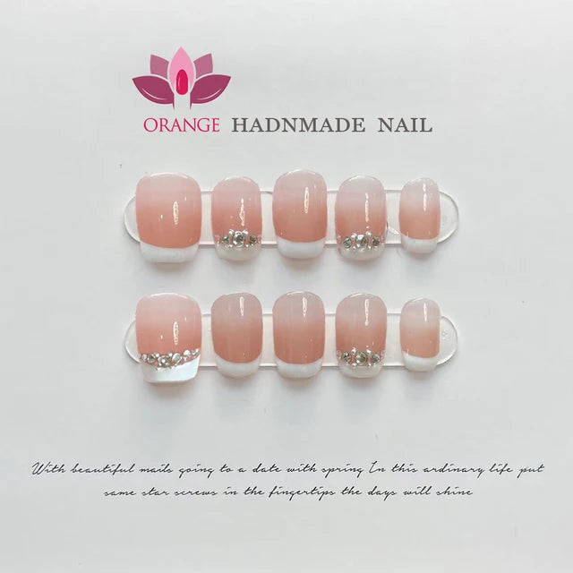 Handmade French Fake Acrylic Press On Nails With Design Nails Art
