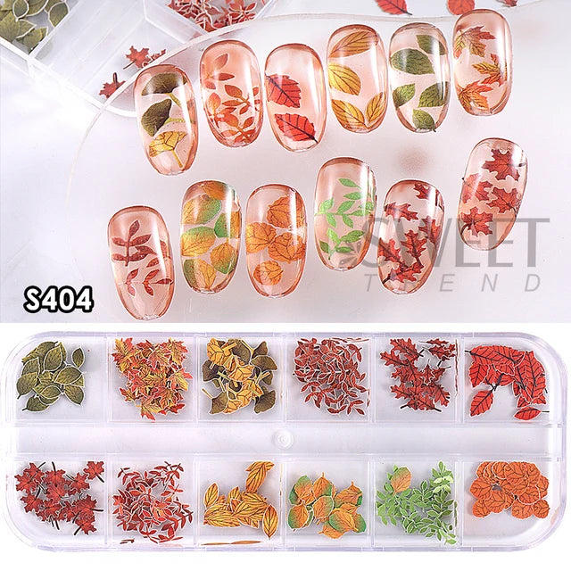 12 Grids Autumn Faux Maple Leaves