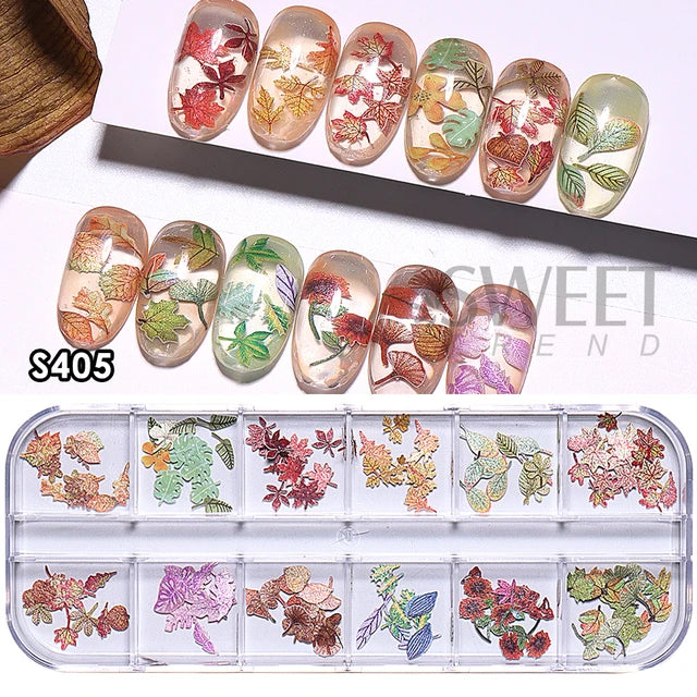 12 Grids Autumn Faux Maple Leaves