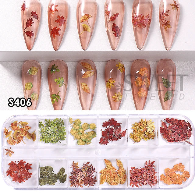 12 Grids Autumn Faux Maple Leaves
