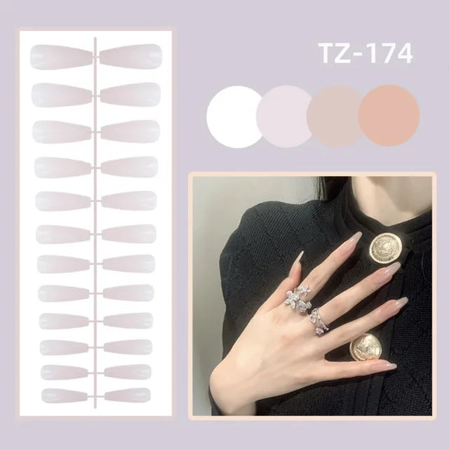 24Pcs Detachable Solid Color Fake Nails