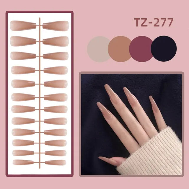 24Pcs Detachable Solid Color Fake Nails