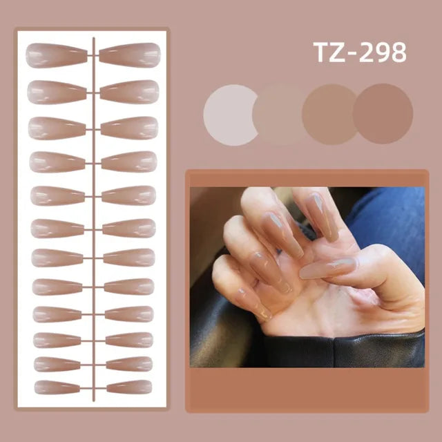 24Pcs Detachable Solid Color Fake Nails