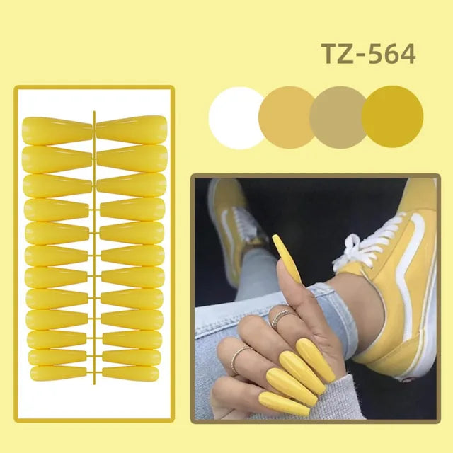 24Pcs Detachable Solid Color Fake Nails