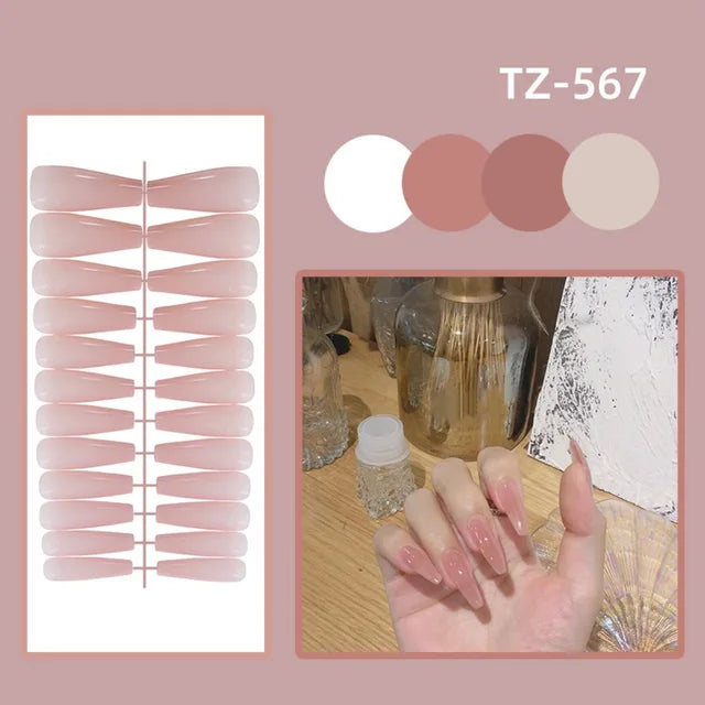 24Pcs Detachable Solid Color Fake Nails