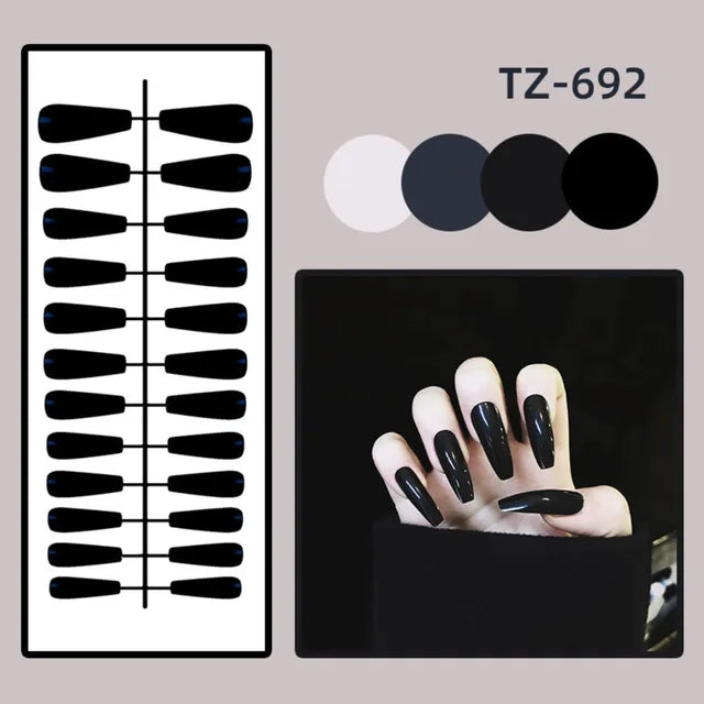 24Pcs Detachable Solid Color Fake Nails