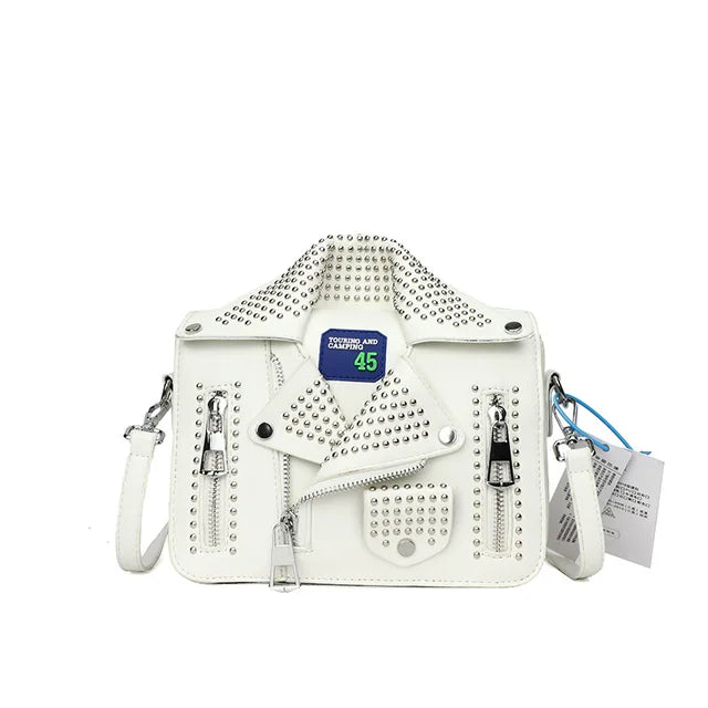 Square Rivet Leather Shoulder Bag