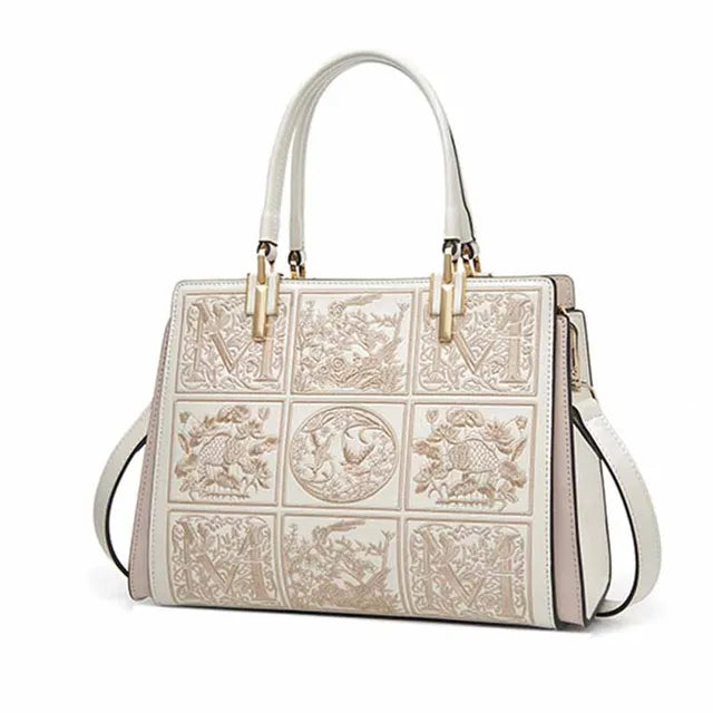 Leather Embroidery Handbag