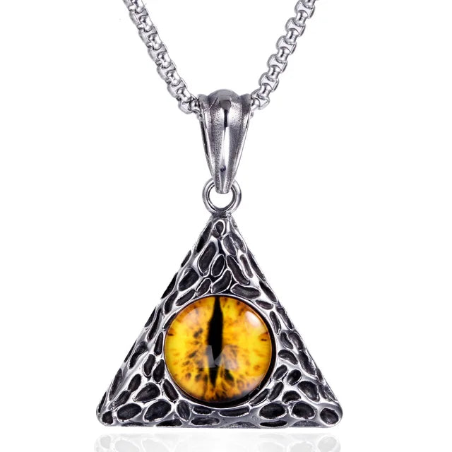 Gothic Red Devil Eye Triangle Pendant Necklace