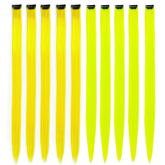 10Packs Straight Colored Clip-In Hair One Piece Long Synthetic Rainbow 22 Inchhair ex