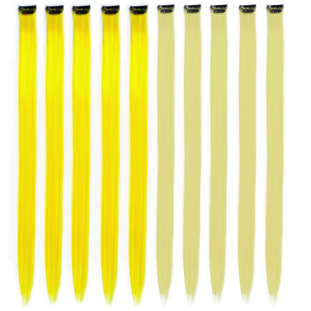10Packs Straight Colored Clip-In Hair One Piece Long Synthetic Rainbow 22 Inchhair ex