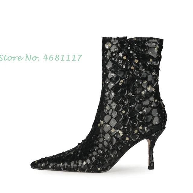 Sestito Sequin Fish-scale Ankle Boots