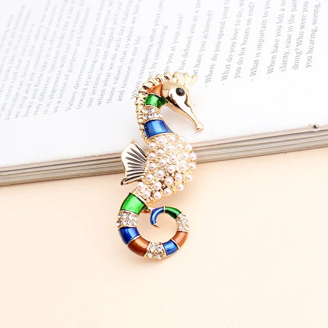 LUBOV Gorgeous Sea Horses Starfish Seashell Statement Earrings