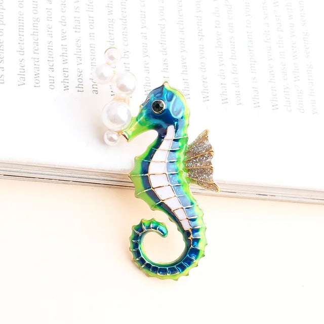 LUBOV Gorgeous Sea Horses Starfish Seashell Statement Earrings
