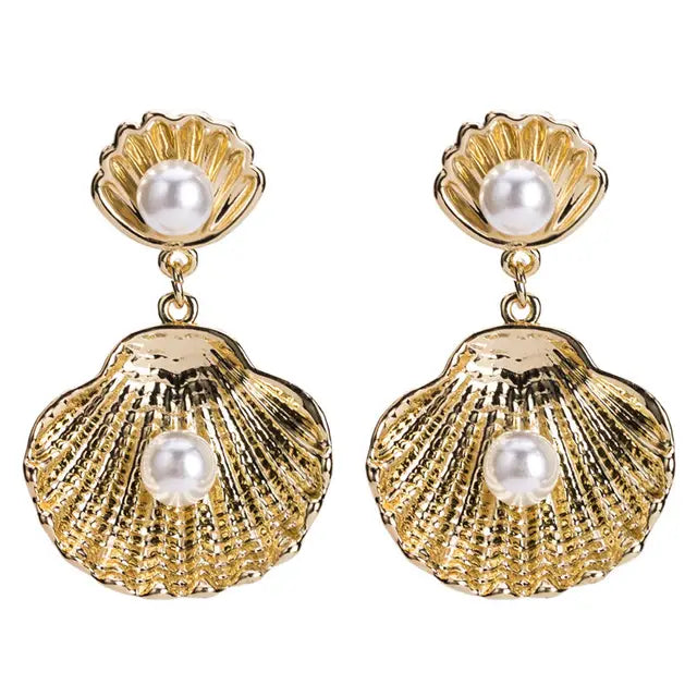 LUBOV Gorgeous Sea Horses Starfish Seashell Statement Earrings