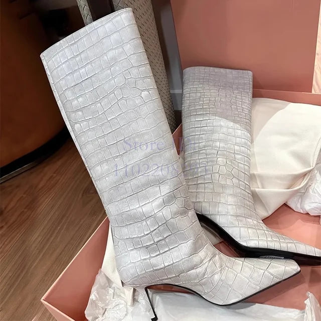 Saily Garcia White Crocodile Boots