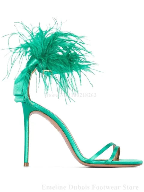 Emeline Dubois Unique Feather Decorated Sandals
