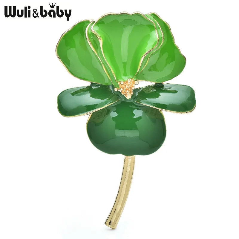 Wuli&baby Big Beautiful Flowers Brooches For Women Unisex New Enamel 3-color Charming Plants Wedding Party Brooch Pins