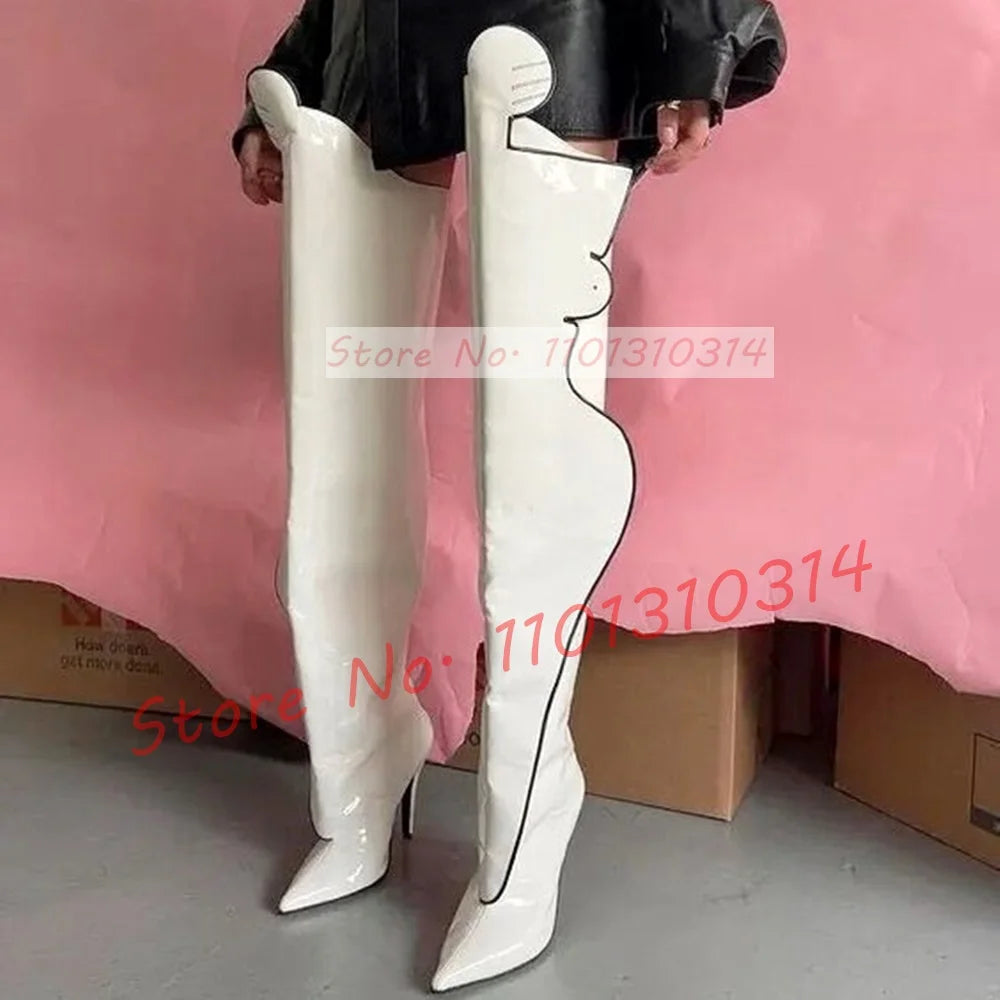 Leather Paneled Crotch Boots