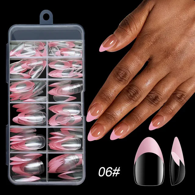 120pcs/box Acrylic French False Nails Medium Length