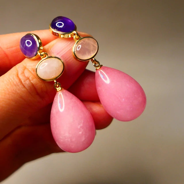 KQDANCE Natural Stones Long Earrings