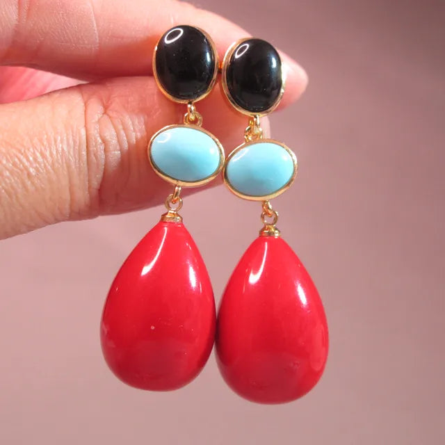 KQDANCE Natural Stones Long Earrings