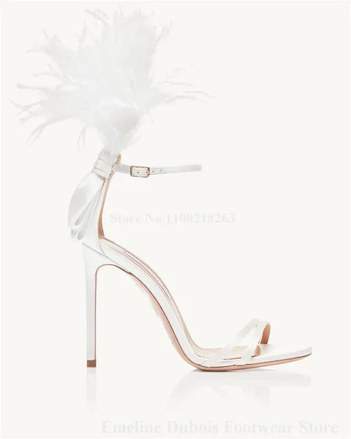Emeline Dubois Unique Feather Decorated Sandals