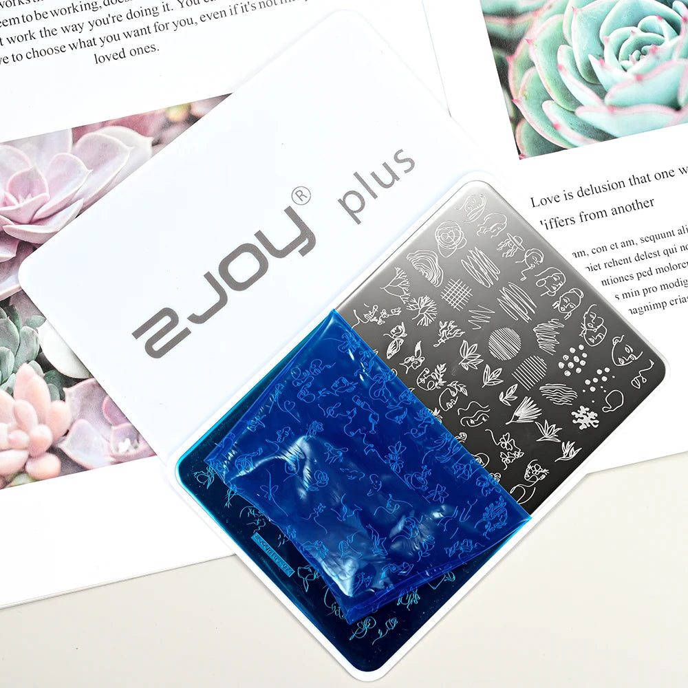 French Line Flower Nail PLUS Stamping Plates Stencil Leaf Tool