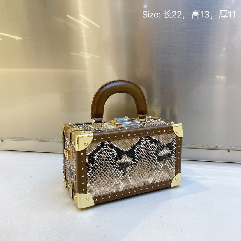 PU Leather Stone Pattern Box Purse