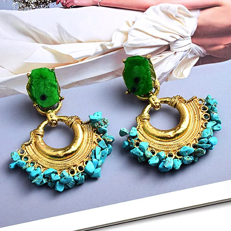 Bohemian Vintage Handmade Rhinestone Drop Earrings