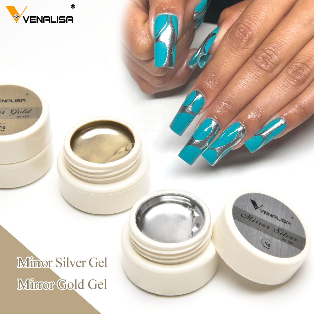 Venalisa Metal Painting Gel Gold Silver Mirror Polish GDCOCO Reinforce Gel