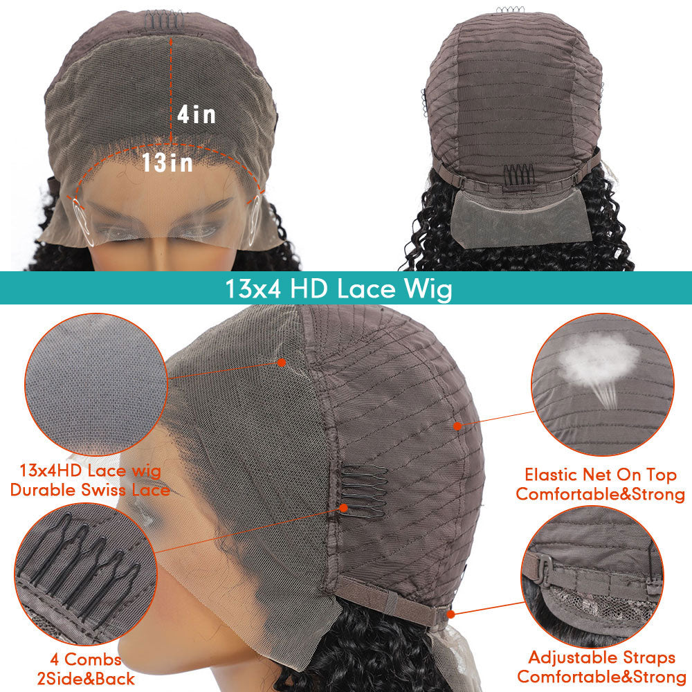 10a Grade Brazilian Human Hair Wigs 250 Density 13x4 Kinky Straight - your-beauty-matters