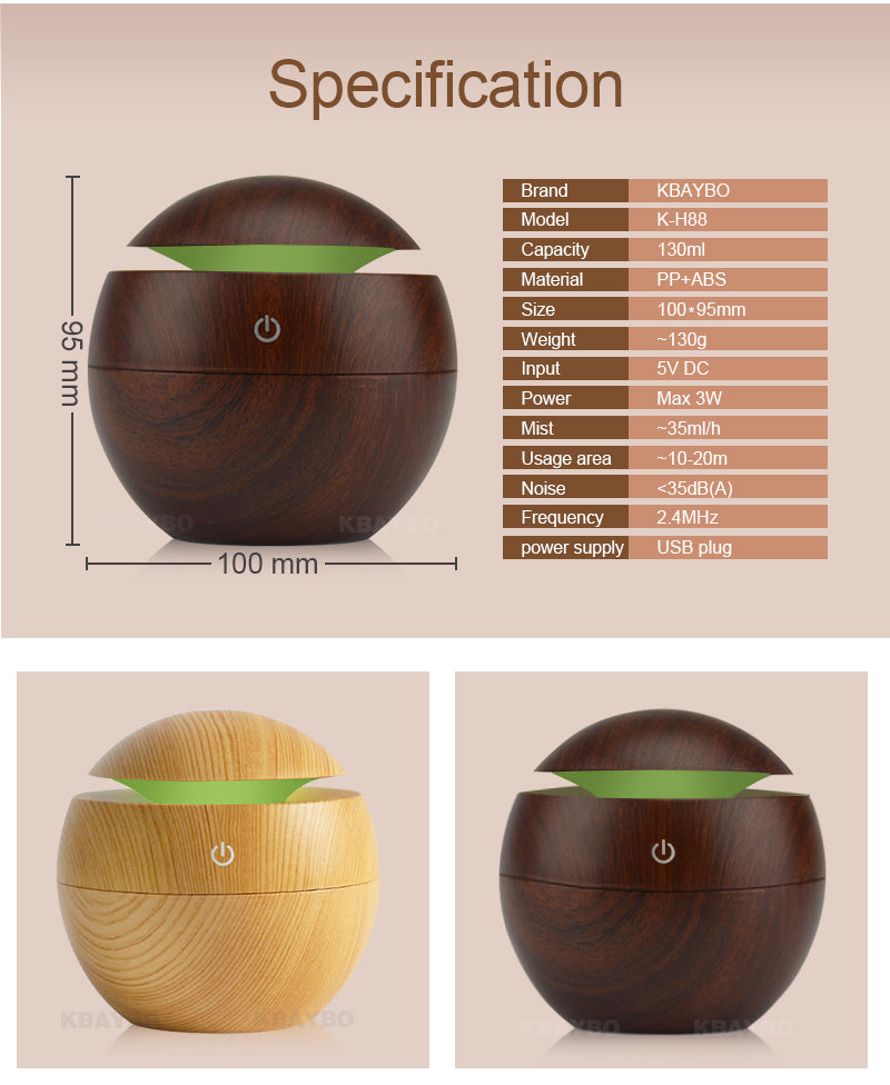 USB Aroma Essential Oil Ultrasonic Cold Steam Diffuser Air Humidifier Purifier 7 Color Change LED Night Light