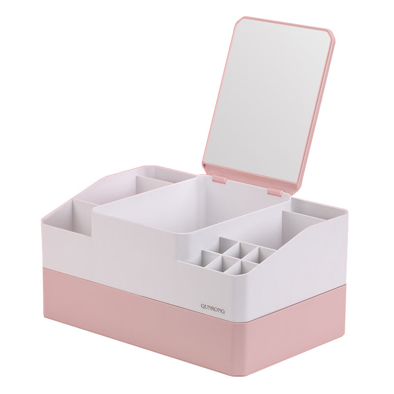 Plastic box with mirror vanity mask lipstick rack - your-beauty-matters