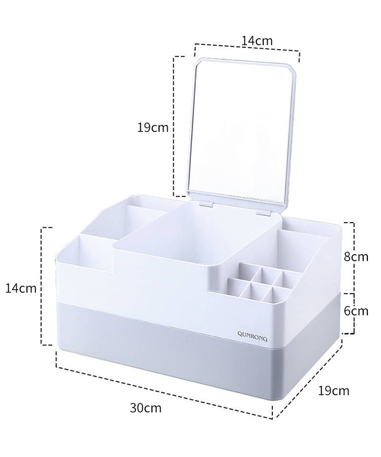 Plastic box with mirror vanity mask lipstick rack - your-beauty-matters