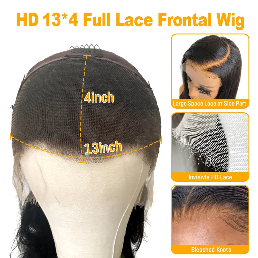 Wowangel Real HD Lace Front Human Hair Wave Closure Wig Pre Plucked