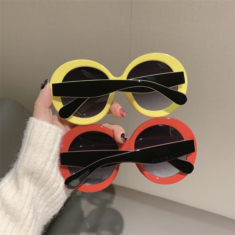 KAMMPT Oversized Round Sunglass Trendy Vintage Gradient Luxe Style