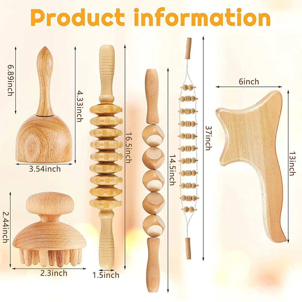 6 In 1 Wood Therapy Massage Tool Lymphatic Drainage