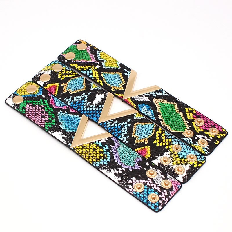 Punk Wide Leather Wristband Cuff Wrap Bracelets