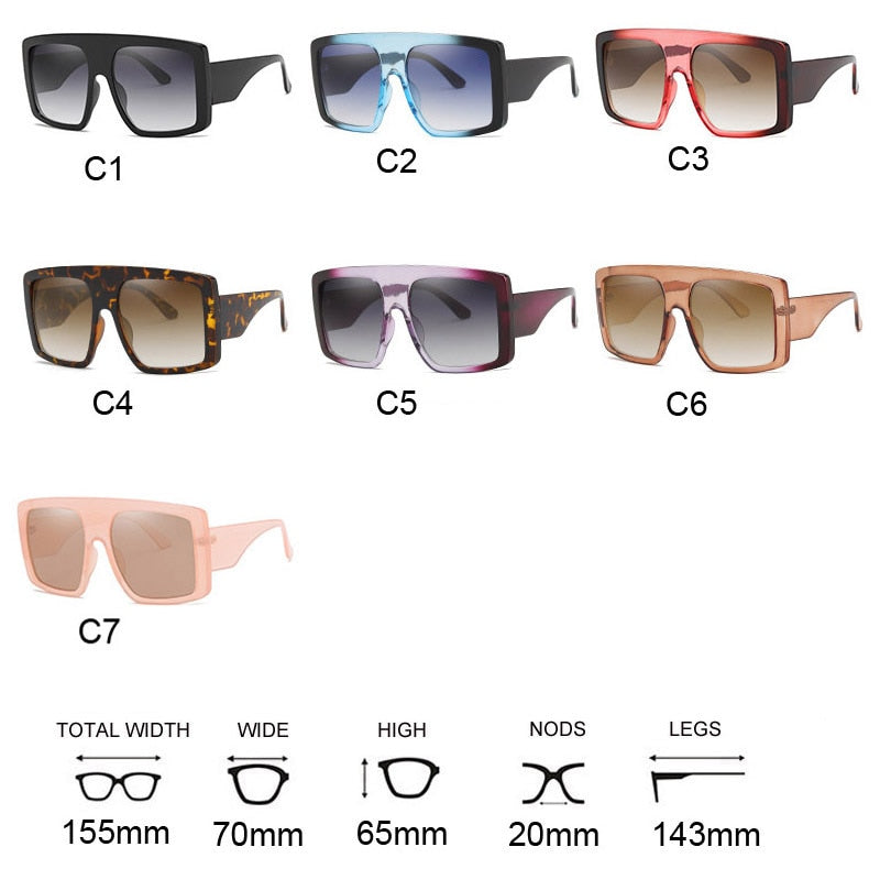 Square Sun Glasses Women Brand Designer oversized Sunglasses