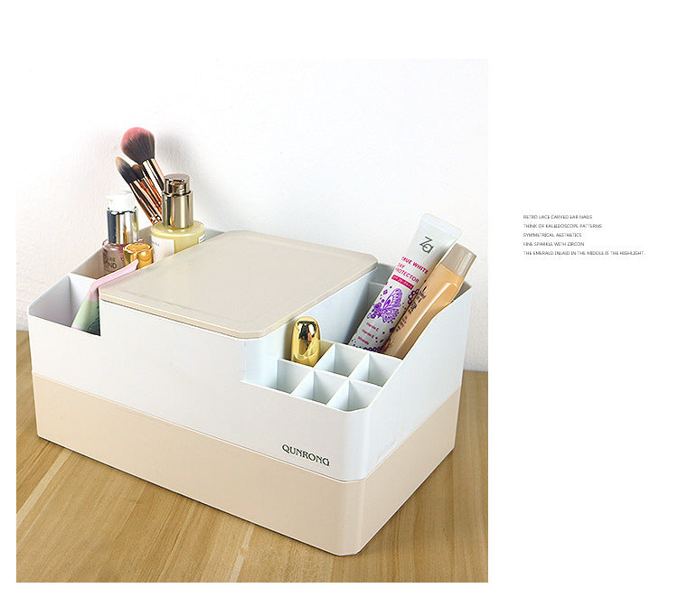 Plastic box with mirror vanity mask lipstick rack - your-beauty-matters