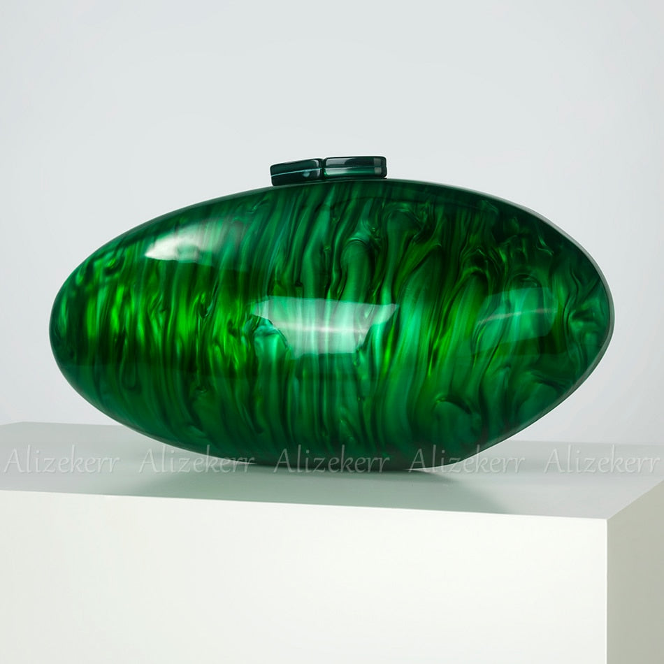 Women Oval Acrylic Evening Clutch