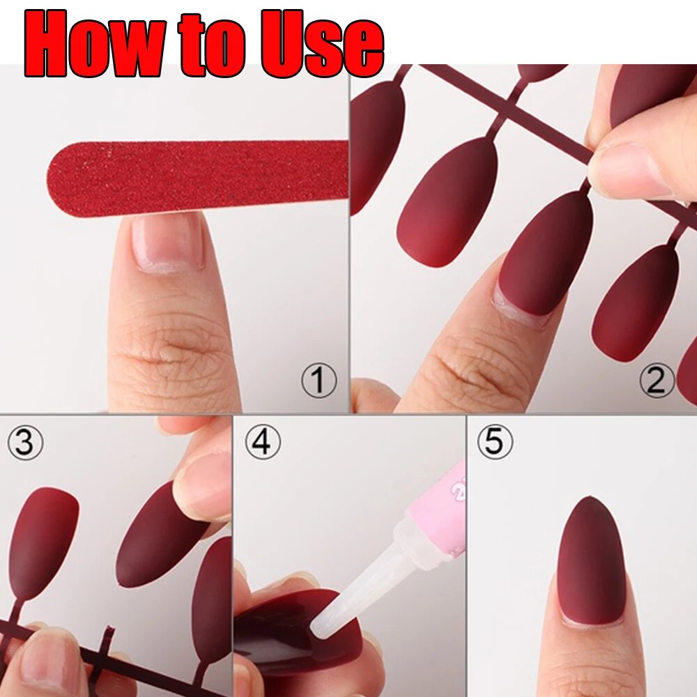 24pcs/kit Reflective Mirror Metallic Point Fake Artificial Nail Extensions