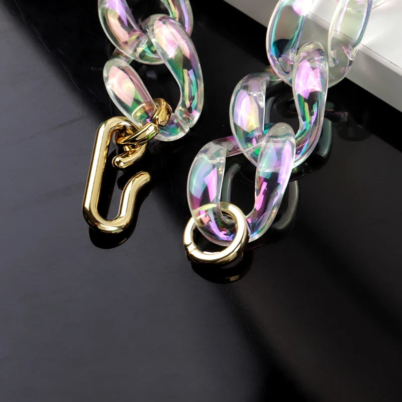 FishSheep Iridscent Color Acrylic Chunky Chain Choker