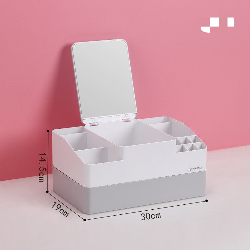 Plastic box with mirror vanity mask lipstick rack - your-beauty-matters