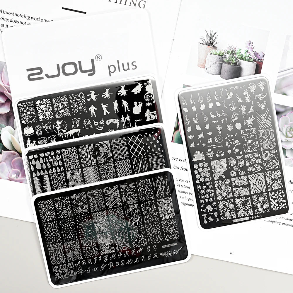 French Line Flower Nail PLUS Stamping Plates Stencil Leaf Tool