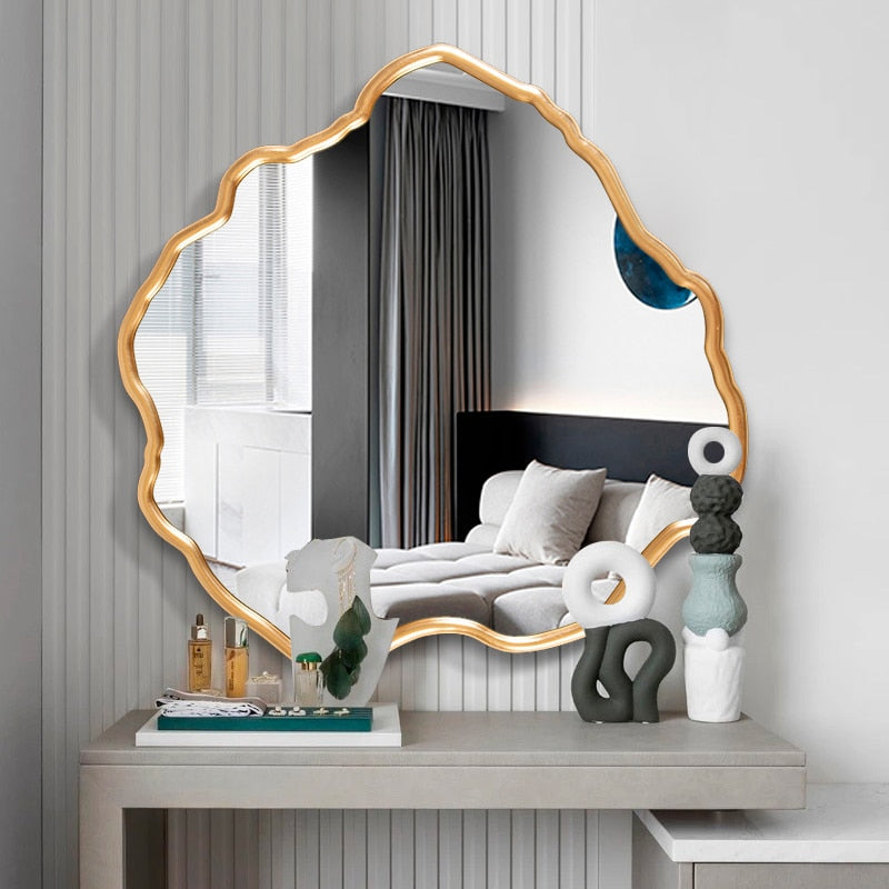 Toilet Large Model Wall Decorative Mirror Makeup Crafts Vanity Aesthetic Shower Mirror Golden Espejo Pared Home Styling YX50DM