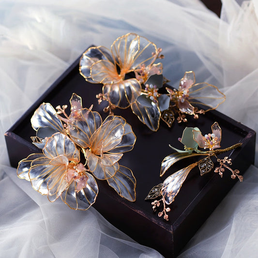 3 Pics Vintage Crystal Rhinestone Bridal Barrettes Headdress